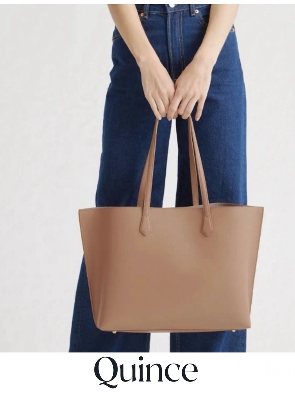 QUINCE Tan Italian Leather Triple Compartment Shopper Shoulder Bag Carryall Tote